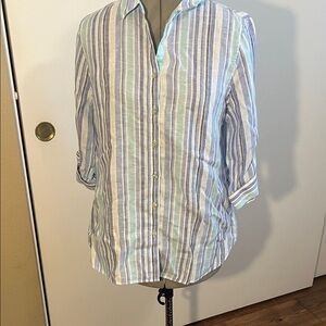 Chico's Multicolor Striped Button Down Shirt